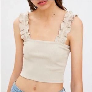 Zara Ruffle Strap Cropped Tank